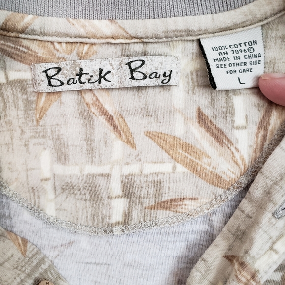 Batek Bay Leaf Print Large Cotton Polo - Picture 4 of 5